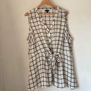 Torrid 2X Peplum Georgette Button-Front Tie-Front Blouse
